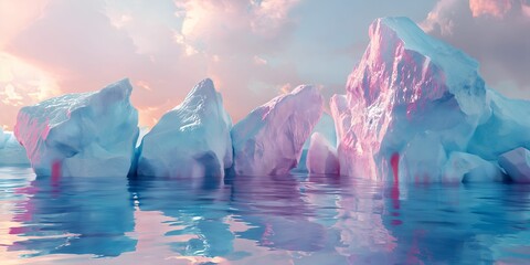 Iceberg in unexpected pastel colors, amazing wallpaper with colorful ice