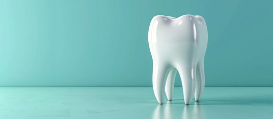 A tooth holder designed in the shape of a tooth, placed on a light blue background.