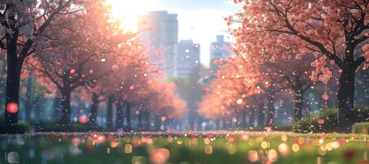 Cherry blossoms in the park. Cherry blossom festival. The beauty of nature, tranquility, springtime. 