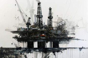 Industrial Oil Rig in Operation