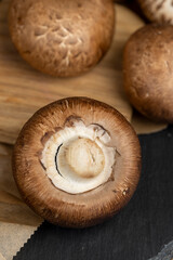 fresh brown mushrooms for cooking, edible