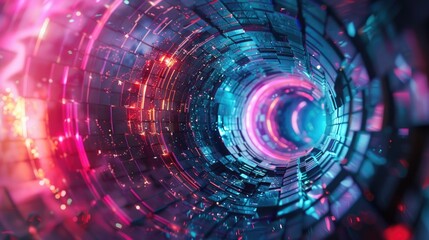 Obraz premium Abstract futuristic background resembling the hull of an old spacecraft. Monitor screensaver. AI generative.