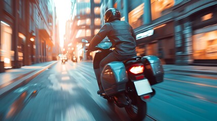 Courier, delivery man on the motorcycles in the street, Fast transport express home delivery online...