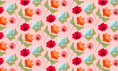 Seamless spring pattern with flowers. Vector floral colorful pattern 