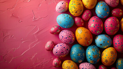 Fototapeta na wymiar Easter composition with eggs. Easter greeting card, generative ai