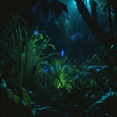 Fototapeta na wymiar tropical forest in the night