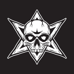 Skull art black and white hand drawn illustrations vector
