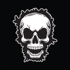 Skull art black and white hand drawn illustrations vector
