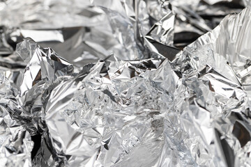 crumpled Aluminum Foil for Food , closeup