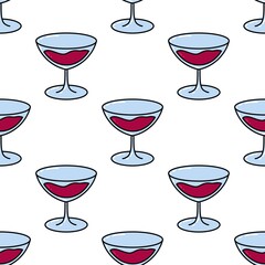 Cartoon abstract seamless glass of wine pattern for fabrics and party accessories and summer print