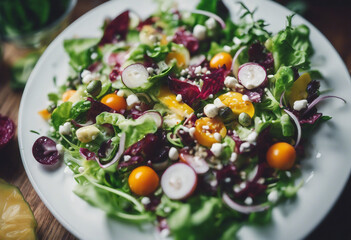 Fresh salad top view 