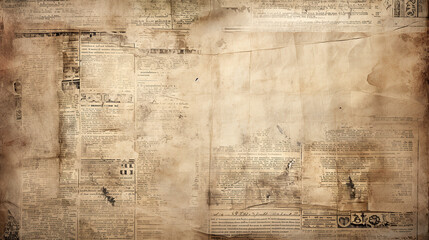 Old newspaper. Aged brown paper grunge vintage texture. Overlay template background - 747626614