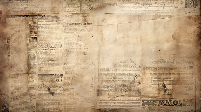 Old newspaper. Aged brown paper grunge vintage texture. Overlay template background
