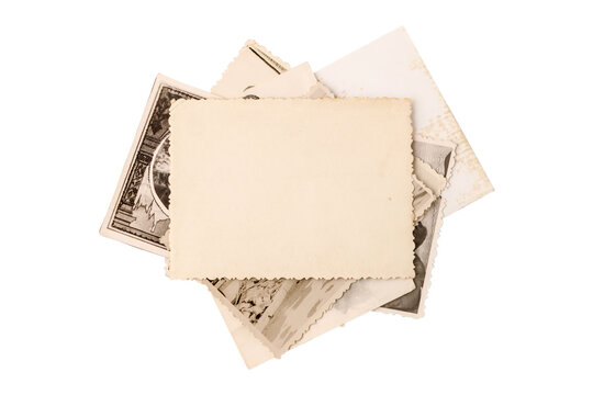 Stacked retro photo cards. Blank photo card