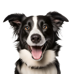 Fototapeta premium Portrait of a happy border collie dog in close up, Isolated on Transparent Background, PNG