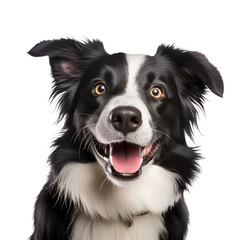 Happy dog: A close up portrait of a border collie, Isolated on Transparent Background, PNG