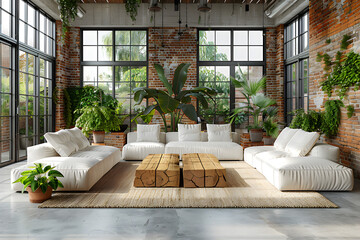 Plants go well with a clean, spacious interior with plenty of sunlight. - obrazy, fototapety, plakaty