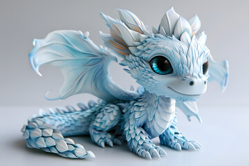 cute blue dragon figure - obrazy, fototapety, plakaty