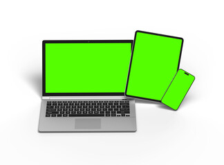 Mockup of laptop, tablet and smartphone on a light background