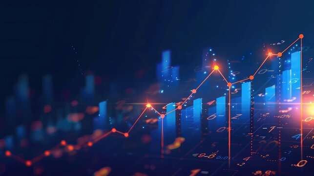 financial, finance, investment, chart, graph, invest, interface, indicator, rising, stock. drawing line to calculation indicator chart and graph is tools of investment. financial finance stock.