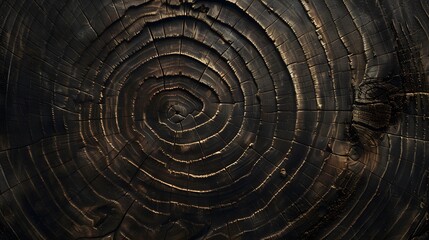 Old wooden oak tree cut surface texture, pattern of cross-section log of tree, Dark brown color wall surface, Rough organic texture of tree rings used for background and display your products.