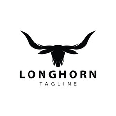 Longhorn logo design vintage old bull texas western country black silhouette