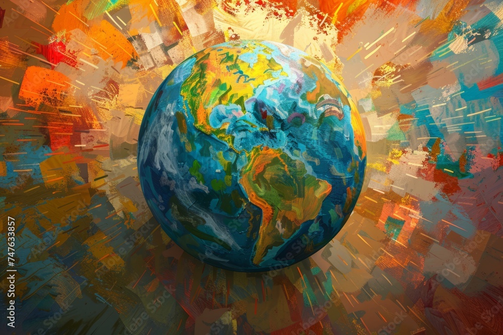 Poster earth globe in color with background generative ai