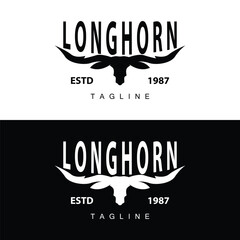 Longhorn logo design vintage old bull texas western country black silhouette