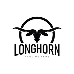 Longhorn logo design vintage old bull texas western country black silhouette
