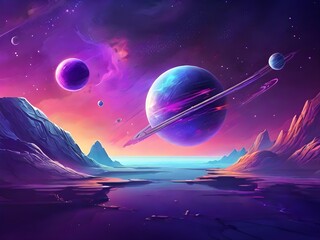Fototapeta premium planet and moon
