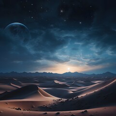 Fototapeta na wymiar the silent beauty of desert dunes bathed in moonlight