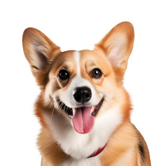 Happy portrait: A close up of a corgi dog, Isolated on Transparent Background, PNG