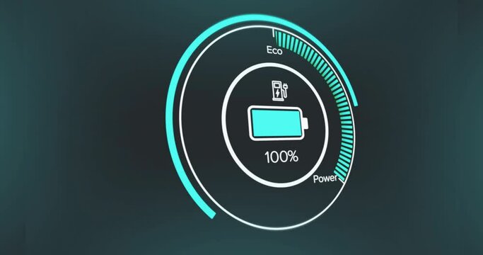 Animation of battery charging on black background
