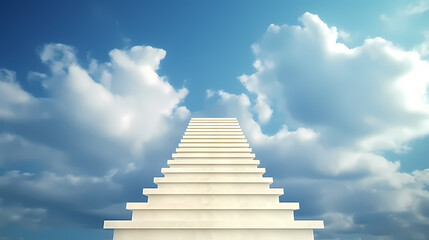 The height of success, ladder reaching to the sky symbolizes achievement