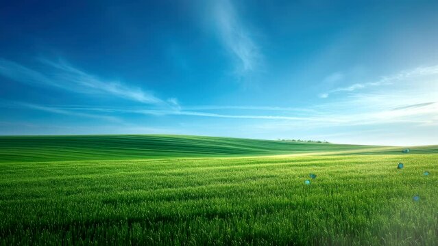  beautiful nature with green grass and blue sky for live wallpaper, video background looping 4k