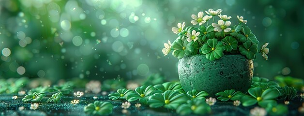 Patrick's Day celebration. festive green theme design clover. template, greeting card.