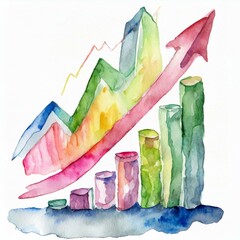 経済が好景気であることを水彩風に描いた