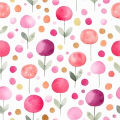 水彩の花と玉模様