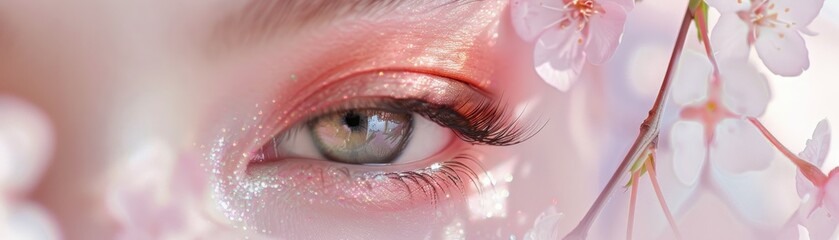 Soft-focus on pastel cosmetic details, close-up of gentle elegance and tranquil beauty - obrazy, fototapety, plakaty