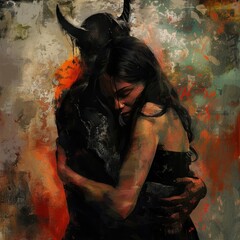 The devil hugging a girl, a poignant scene blurring lines between good and evil