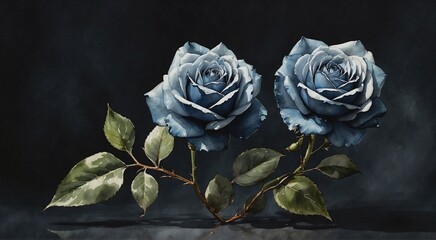Blue water color rose - AI Generated Content