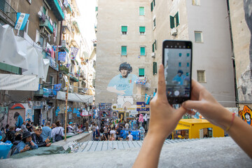Naples, Italy The famous city of the italian south with Largo Maradona, Plebiscito Square, the gallery, Quartieri Spagnoli Spaccanapoli Vomero and the lagoon. Murales all over the town © fabrizio maffei