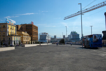 Fototapeta premium Naples, Italy The famous city of the italian south with Largo Maradona, Plebiscito Square, the gallery, Quartieri Spagnoli Spaccanapoli Vomero and the lagoon. Murales all over the town
