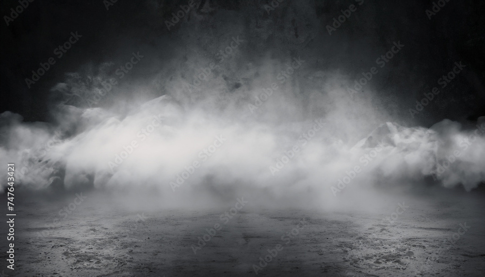 Poster texture dark concrete floor with mist or fog for product display montage design