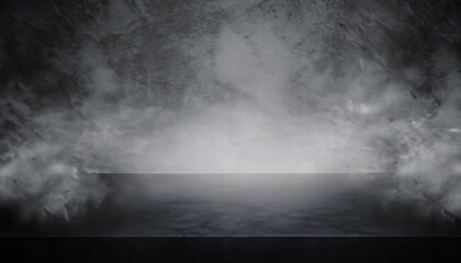 Texture dark concrete floor with mist or fog for product display montage design