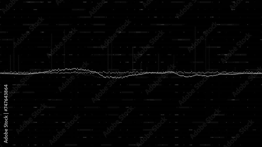 Poster animation of diagram and data processing on black background