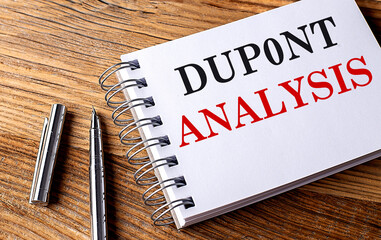 DU PONT ANALYSIS text on notebook with pen on wooden background
