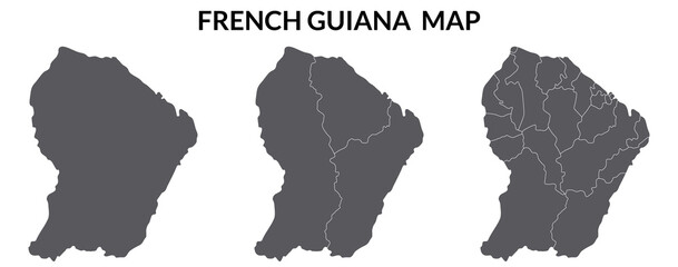 French Guiana map. Map of French Guiana in grey set