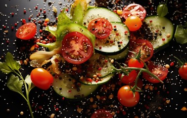 Nourishing greens: goodness of veggie food, fruit, and vegetables in a vibrant culinary symphony, a plant-powered feast for health and vitality, embracing the abundance of nature's bounty.