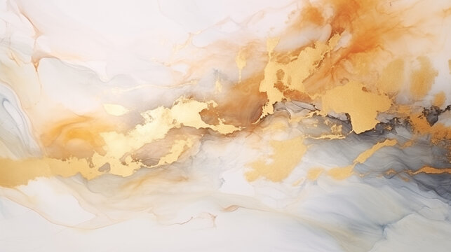 Fototapeta Abstrakcyjne jasne tło - betonowa złota ściana, obraz olej na płótnie. Nowoczesna sztuka - atrament alkoholowy